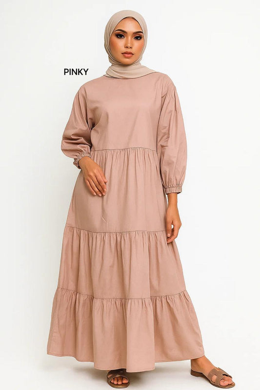 AQISH SOFT COTTON MIDI DRESS