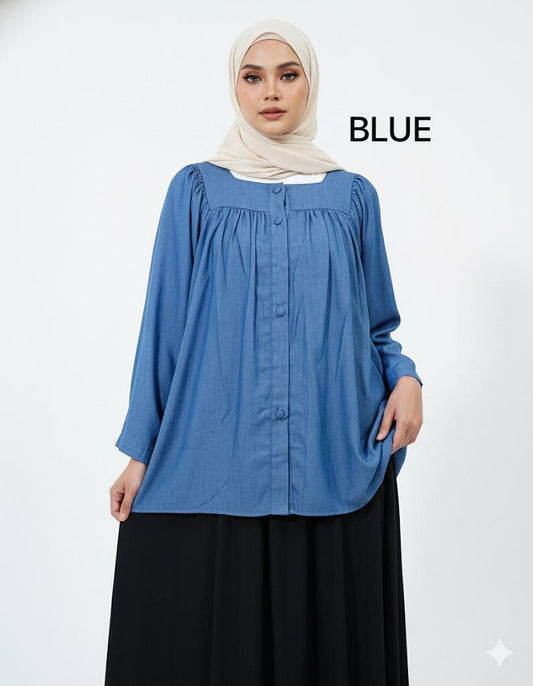 JENNIE BUTTON BLOUSE (SOFT DENIM)